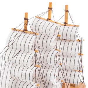 Mediterranean Style Wooden Sailboat Model Yacht Ornament-