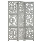 Hand Carved 3-panel Room Divider Grey 120x165  Solid  Wood P7c3
