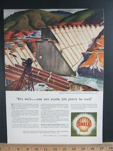 1942 Vintage Print Ad California's Shasta Dam Shell Oil Great to Frame Wall Art - Picture 1 of 1