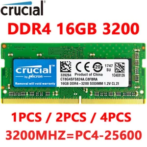 CRUCIAL DDR4 16 GB 32 GB 64 GB 3200 MHz PC4-25600 computer portatile SODIMM RAM 260 pin - Foto 1 di 15