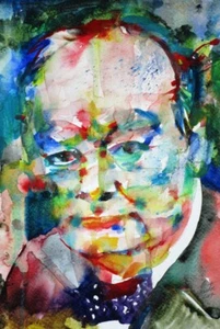 Retrato acuarela WINSTON CHURCHILL - PÓSTER - ¡Varios tamaños! pintura estampada - Imagen 1 de 8