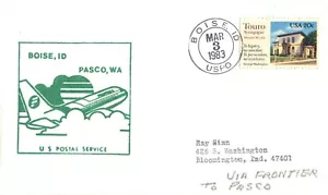 Frontier Airlines First Flight Boise Idaho - Pasco Washington - 1983 - Picture 1 of 2