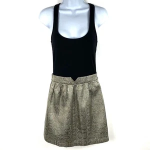 Y2K Eight Sixty 2fer Mini Dress Women S Sleeveless Metallic Snake Print Skirt - Picture 1 of 12