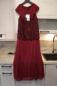 Kleid gr. 52 von Sheego lang bordeaux Rot mit Spitze NEU Festkleid SCHNÄPPCHEN - Bild 1 von 10