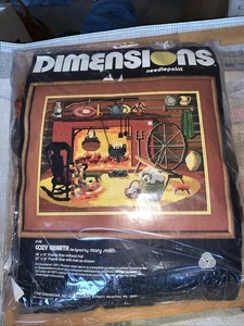 1980 Vintage Dimensions Needlepoint Kit 2146 COZY HEARTH  18x14 Sealed - Picture 1 of 6
