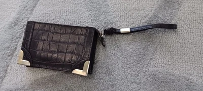 CARTERA MONEDA MUÑECA COCODRILO CUERO MARRÓN FOLEY + CORINNA oro cepillado metal cremallera identificación  Foto 1 de 4
