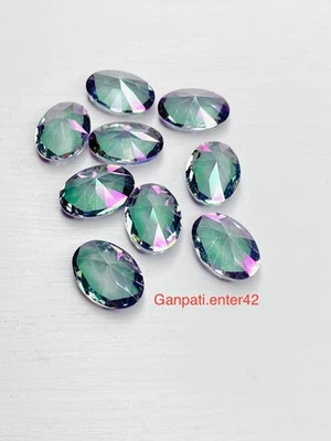 Mystic Quartz Faceted Oval Cut 16x12 MM Multi Color 3 Pcs Lot Loose Gemstone E - Image 1 of 4