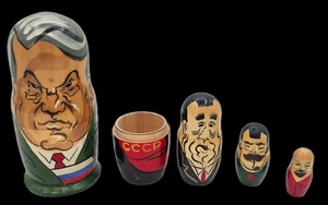 Vintage Russian Nesting Dolls Political Figurine Incomplete Set 7 Inch Used - Picture 1 of 12