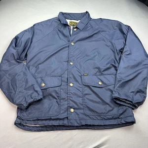 OBEY Jacket Mens Medium Blue Nylon Fleece Lined Snap Front Workwear Coach Raglan - Picture 1 of 19