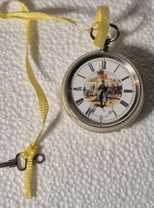 Orologio da tasca XIX secolo XVIII inciso con quadrante dipinto. Movimento svizzero. - Foto 1 di 16