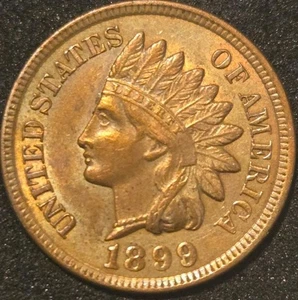 1899 Indian Head Cent - Uncirculated Toned BEAUTY - GREAT FIELDS - FREE SHIPPING - Picture 1 of 3