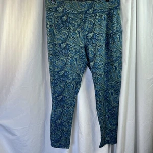 D&Co Active Green Paisley Print Leggings With Pockets Womens Size Medium Petite - Picture 1 of 12