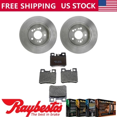 后刹车转子 + 金属刹车片和硬件 适用于 1987 梅赛德斯-奔驰 300TD — 第 1/4 张图片