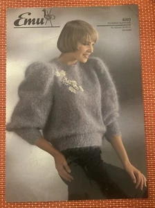 WOMENS EMU FILIGREE SUPREME MOHAIR JUMPER 30”-40” VTG 80’s KNITTING PATTERN 4093 - Picture 1 of 2