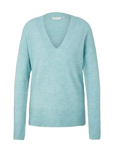TOM TAILOR DENIM Mujer Jersey Acogedor V-Neck - Regular Fit XS S M L XL XXL Azul - Imagen 1 de 14