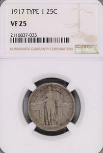 1917 Type 1 Standing Liberty Silver Quarter NGC VF-25 #7-033 - Picture 1 of 2