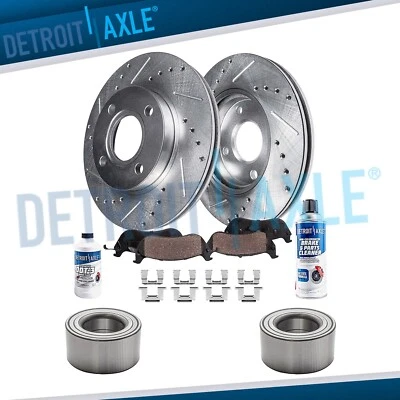 Front Drilled Rotor Brake Pad + Wheel Bearing for 2000-2006 Nissan Sentra 1.8L - Image 1 of 4