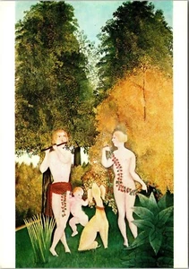 Feliz Cuarteto Quatuor Desnudo Familia Perro Jardín Henri Rousseau Pintura Postal - Imagen 1 de 2