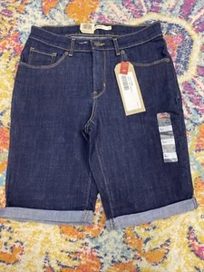 NWT Levi's Bermuda Jean Shorts Mid Rise Cuffed Dark Wash Stretch Size 4/27 - Picture 1 of 5