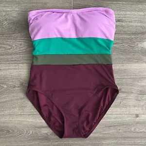 KATE SPADE Badeanzug Einteiler XS Trägerlos Bügel Colorblock Retro Strand - Bild 1 von 8