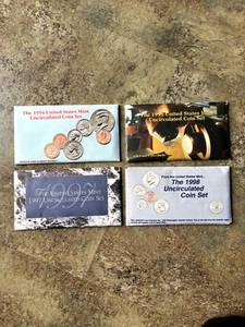 U.S. Mint uncirculated Coin Set 1994, 1995, 1997 and 1998 original envelopes - Picture 1 of 5