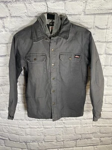 Dickies Gray Canvas Insulated Hooded Shirt Jacket Youth Boys Large 10-12 Shacket - Picture 1 of 4