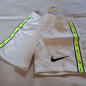 Nike Kids Retro TPE Sweat Shorts White Lime Size S 128-137cm BNWT - Picture 1 of 13