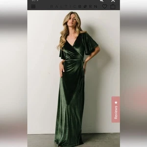 Baltic Born Meghan Velvet Wrap Vneck Boho Formal Bridesmaid Party Maxi Dress XS - Picture 1 of 8