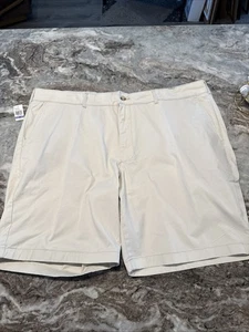 IZOD Mens Big&Tall 48W Flat Front Stretch Chino Shorts Saltwater Tan SilverBirch - Picture 1 of 9