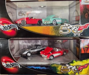 100% Hot Wheels Chevy Corvette 50th Anniversary Diecast 2 car set lot of 2 boxs - Picture 1 of 6