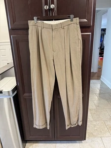 Polo Ralph Lauren Old Money Pleated Trousers Pants, 34x32 Houndstooth Tan/Brown - Picture 1 of 7