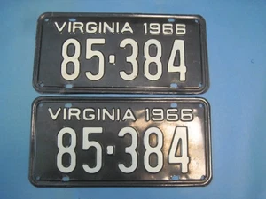 1966 Virginia License Plates DMV clear for YOM low 5 digit number - Picture 1 of 1