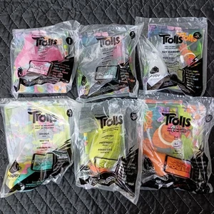 Lotto di (6) Trolls NUOVI #1 2 3 4 5 6 Giocattoli Happy Meal McDonald's dall'anno 2016 - Foto 1 di 7