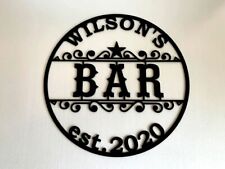 Personalized Bar & Club Black Metal Name Sign WineShop Decor Decorative Wall Art