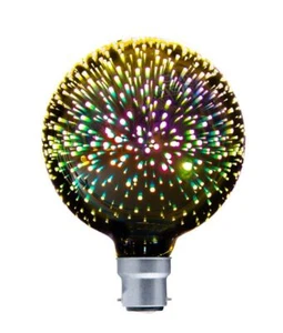 GLOBE LED Firework Effect BC G125 4W Multi Coloured 330D (50 Lumens) WTY 3YR - Picture 1 of 2