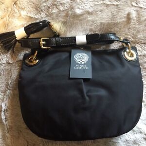 Vince Camuto Black Nylon Crossbody Bag Tassels Brand New