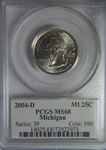 2004-D Michigan Statehood Quarter - Flag Label - PCGS MS68 - Picture 1 of 2