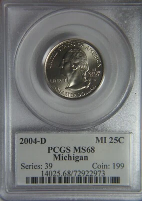 2004-D Michigan Statehood Quarter - Flag Label - PCGS MS68 - Image 1 of 2