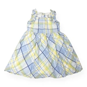 Abito Janie and Jack Pomeriggio Tè Ruffle Plaid Taglia 5 Giallo Blu Pastello - Foto 1 di 9