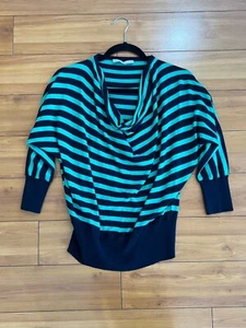 LOFT Damen Strick grün & blau Dolman Streifen Top Größe Small - Bild 1 von 7