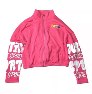 Justice Zip Sport Track Jacket Girl Large L Pink Long Sleeves Running Sports - Picture 1 of 4