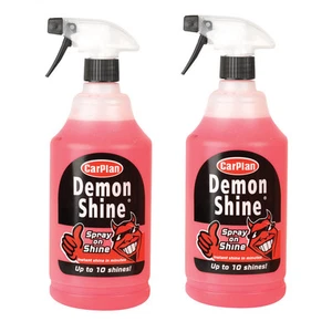 2 x Carplan DEMON SHINE Quick Spray On Wipe Car Polish Wax Paint Wheels Bumper - Picture 1 of 2