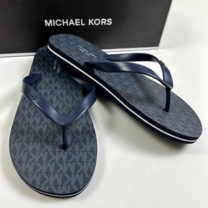 MICHAEL KORS Size 9 Men's Flip Flop Shoes Sandal Blue MK BROOKS NEW $129 - Picture 1 of 8