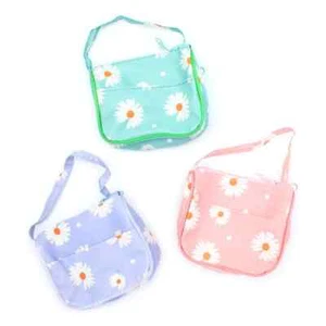 Mädchen Gänseblümchendruck Schultergurt Tasche Geld Reißverschluss Münzbörse rosa-lila-grün - Bild 1 von 1
