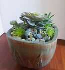 Set of 11 Artificial Miniature Succulents With Cray Lotus Flower