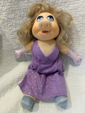  Fisher Price MISS PIGGY Purple Dress Up Plush Stuffed Doll 1980 The Muppets 