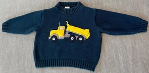 Suéter De Colección 1999 Años 90 BABY GAP Construcción Camión Volquete Apliques Algodón 6-12M Azul Marino - Imagen 1 de 4