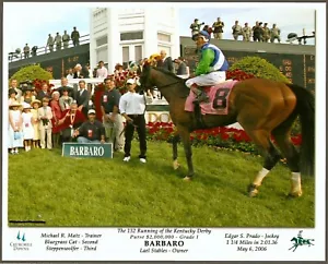2006 - BARBARO in Kentucky Derby Winners Circle with Statistics - 10" x 8" - Picture 1 of 1