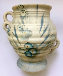 ART DECO Denby Vase - Made in England – Blue Floral Ribbed - Bild 1 von 4