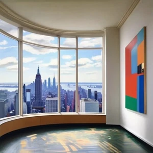 Design Klassiker 10 Midcentury Bauhaus Blick New York Acrylglas 95x95cm Pop Art - Bild 1 von 2